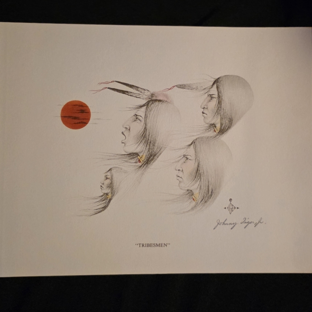 “Tribesmen” by Johnny Tiger Jr. – Signed, Personalized & Hand-Colored "Painted"